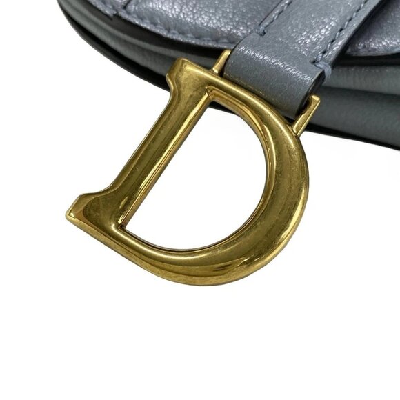 Auth DIOR/ChristianDior Saddle Microbag - Cloud Blue Leather Handbag - Picture 12 of 16